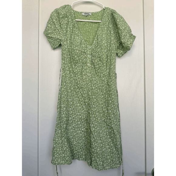NWOT Madewell Womens Green Seedling V-Neck Button-Front Mini Dress Size 0 NL185 - Picture 4 of 11